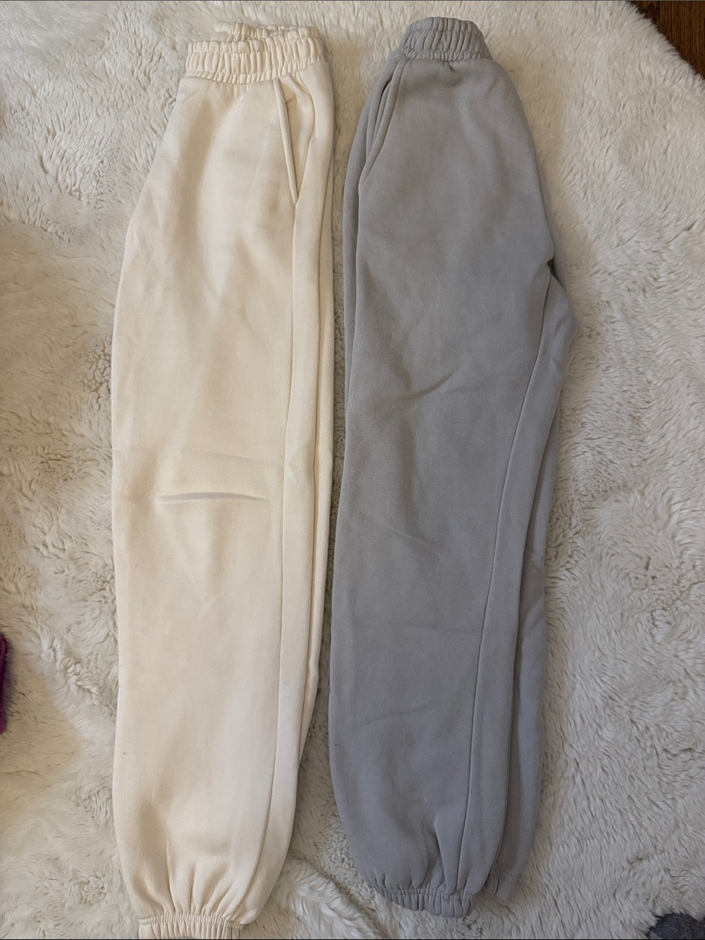 2 Zara Cozy Fleece Joggers/Sweatpants - Cream & Gray